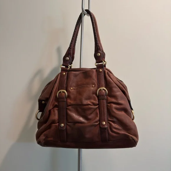 B. Makowsky brown leather shoulder bag with gold-tone hardware - Picture 2 of 8